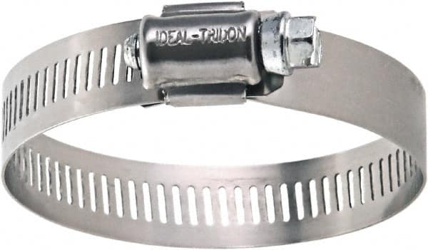 IDEAL TRIDON - SAE Size 10, 1/2 to 1-1/16" Diam, Stainless Steel Worm Drive Clamp - 9/16" Wide, Material Grade 200, Series 50 - Benchmark Tooling