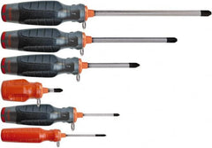 Proto - 6 Piece Phillips Screwdriver Set - Tethered Handle, Bit Sizes: Philips #0 to #4 - Benchmark Tooling