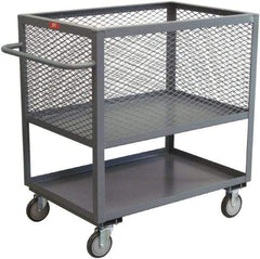 Jamco - 1,200 Lb Capacity, 2 Shelf, 4-Sided Steel Shelf Truck - 18" Long x 36" Wide x 44" High, 8" Diam Wheels - Benchmark Tooling