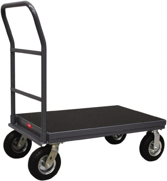 Jamco - 1,200 Lb Capacity Steel Platform Truck - Steel Deck, 24" OAW, 36" Platform Length, Mold-On-Rubber Casters - Benchmark Tooling