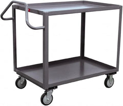 Jamco - 1,200 Lb Capacity, 18" Wide x 36" Long x 35" High Ergonomic Utility Cart - 2 Shelf, Steel, 2 Rigid/2 Swivel Casters - Benchmark Tooling