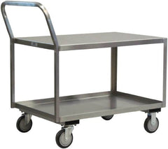 Jamco - 1,200 Lb Capacity, 24" Wide x 36" Long x 27" High Shelf Cart - 2 Shelf, Stainless Steel, 2 Rigid/2 Swivel Casters - Benchmark Tooling