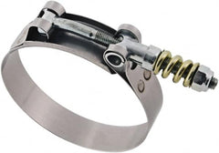 IDEAL TRIDON - 3-1/2 to 3-13/16" Hose, 3/4" Wide, T-Bolt Spring Loaded Clamp - 3-1/2 to 3-13/16" Diam, Stainless Steel - Benchmark Tooling