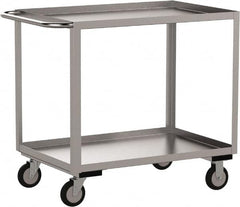 Jamco - 1,200 Lb Capacity, 18" Wide x 24" Long x 35" High Service Cart - 2 Shelf, Stainless Steel, 2 Rigid/2 Swivel Casters - Benchmark Tooling