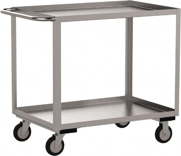 Jamco - 1,200 Lb Capacity, 24" Wide x 48" Long x 39" High Shelf Cart - 2 Shelf, Stainless Steel - Benchmark Tooling