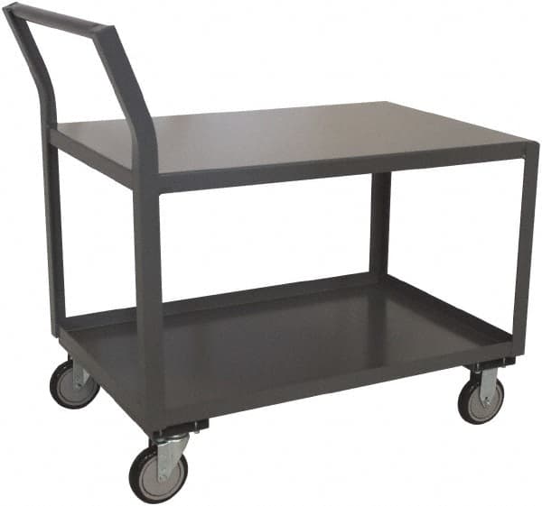 Jamco - 1,200 Lb Capacity, 18" Wide x 30" Long x 27" High Shelf Cart - 2 Shelf, Steel, 2 Rigid/2 Swivel Casters - Benchmark Tooling