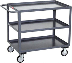 Jamco - 1,200 Lb Capacity, 18" Wide x 30" Long x 35" High Service Cart - 3 Shelf, Steel, 2 Rigid/2 Swivel Casters - Benchmark Tooling