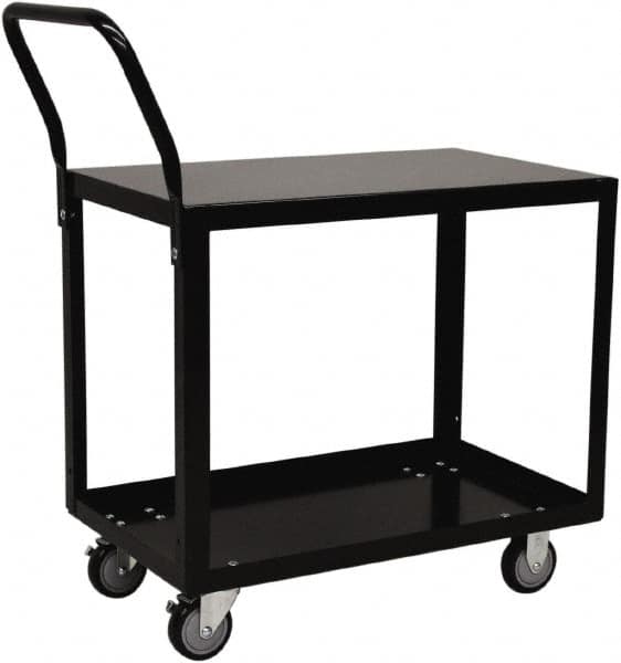 Jamco - 800 Lb Capacity, 24" Wide x 48" Long x 28" High Shelf Cart - 2 Shelf, Steel, 2 Rigid/2 Swivel Casters - Benchmark Tooling