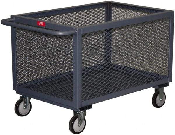 Jamco - 1,200 Lb Capacity, 1 Shelf, 4-Sided Steel Mesh Box Truck - 60" Long x 30" Wide x 27" High, 8" Diam Wheels - Benchmark Tooling