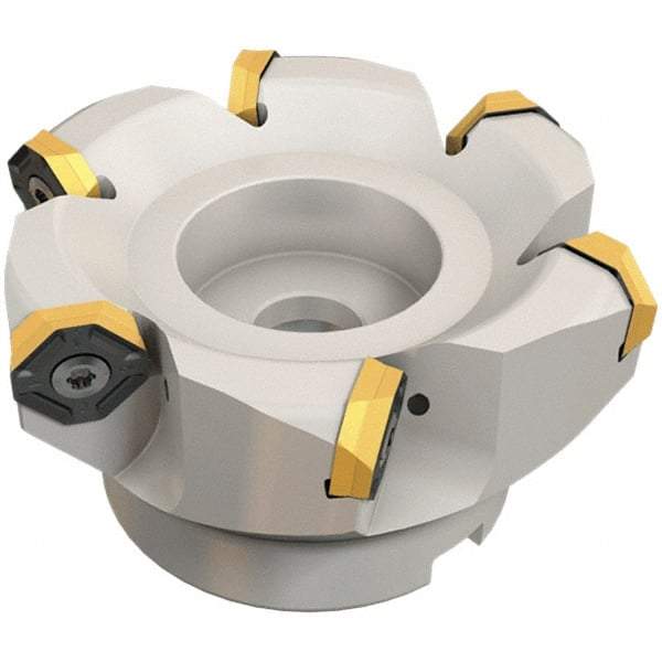 Iscar - 8.37" Cut Diam, 2-1/2" Arbor Hole, 0.18" Max Depth of Cut, 50° Indexable Chamfer & Angle Face Mill - 14 Inserts, IQ845 SYHU 07.. Insert, Right Hand Cut, Series DoveIQMill - Benchmark Tooling