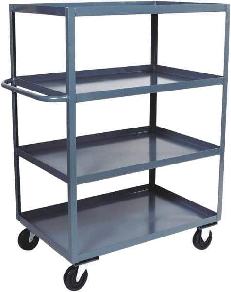 Jamco - 3,000 Lb Capacity, 4 Shelf, Steel Stock Truck - 60" Long x 24" Wide x 60" High, 6" Diam Phenolic Wheels - Benchmark Tooling