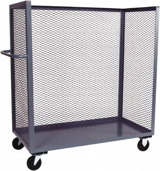 Jamco - 2,000 Lb Capacity, 1 Shelf, 3-Sided Steel Truck - 60" Long x 30" Wide x 57" High, 6" Diam Phenolic Resin Wheels - Benchmark Tooling