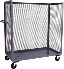 Jamco - 2,000 Lb Capacity, 1 Shelf, 3-Sided Steel Mesh Stock Truck - 36" Long x 72" Wide x 57" High, 6" Diam Phenolic Wheels - Benchmark Tooling