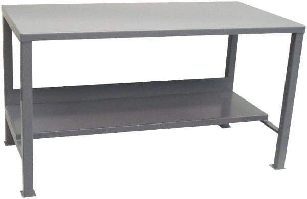 Jamco - 72 Wide x 36" Deep x 34" High, Steel Workbench - Flat Top, Fixed Legs, Gray - Benchmark Tooling