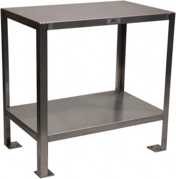 Jamco - 36 Wide x 24" Deep x 30" High, Stainless Steel Work Stand - Flat Top, Fixed Legs, Stainless - Benchmark Tooling
