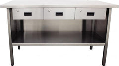 Jamco - 60 Wide x 30" Deep x 35" High, Stainless Steel Workbench - Flat Top, Fixed Legs, Stainless - Benchmark Tooling