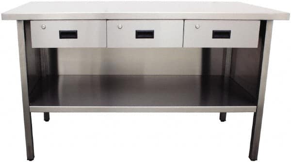 Jamco - 72 Wide x 30" Deep x 35" High, Stainless Steel Workbench - Flat Top, Fixed Legs, Stainless - Benchmark Tooling