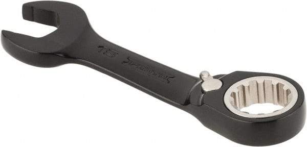 Proto - 18mm 12 Point Offset Combination Wrench - 15° Offset Angle, 5-5/32" OAL, Steel, Black Chrome Finish - Benchmark Tooling