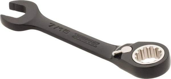Proto - 7/16" 12 Point Offset Combination Wrench - 15° Offset Angle, 4" OAL, Steel, Black Chrome Finish - Benchmark Tooling