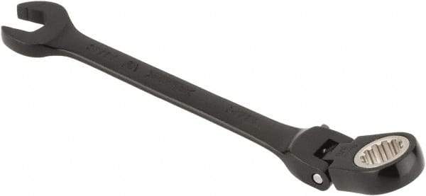 Proto - 3/8" 12 Point Flexhead Combination Wrench - 15° Offset Angle, 5" OAL, Steel, Black Chrome Finish - Benchmark Tooling