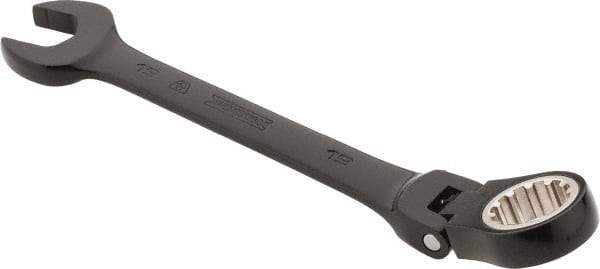 Proto - 19mm 12 Point Flexhead Combination Wrench - 15° Offset Angle, 8" OAL, Steel, Black Chrome Finish - Benchmark Tooling