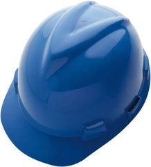 MSA - ANSI Type I, Class E Rated, 4-Point, Ratchet Adjustment Hard Hat - Size 6-5/8 to 7-3/4, Blue, Standard Brim - Benchmark Tooling