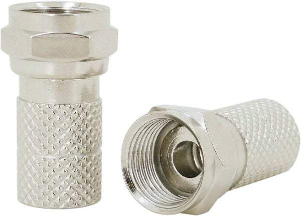 Ideal - Straight, F Type Crimp Coaxial Connector - Compatible with RG6, Brass Contact, Brass Body - Benchmark Tooling