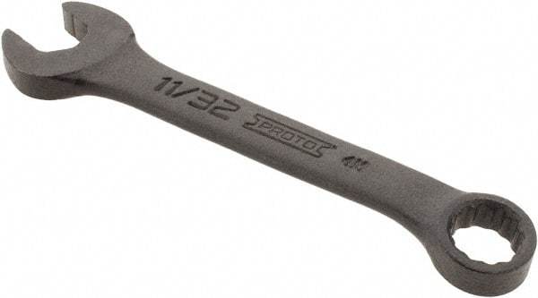 Proto - 11/32" 12 Point Offset Combination Wrench - 15° Offset Angle, 3-5/8" OAL, Steel, Black Finish - Benchmark Tooling