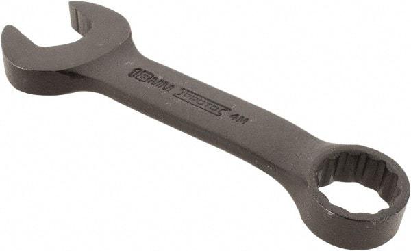 Proto - 18mm 12 Point Offset Combination Wrench - 15° Offset Angle, 5-1/4" OAL, Steel, Black Finish - Benchmark Tooling