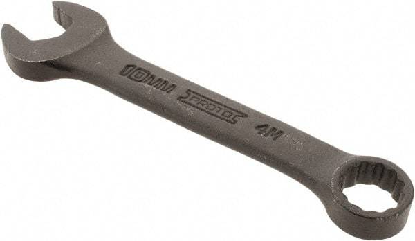 Proto - 10mm 12 Point Offset Combination Wrench - 15° Offset Angle, 3-3/4" OAL, Steel, Black Finish - Benchmark Tooling