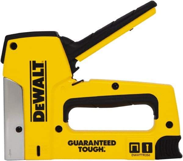 DeWALT - Manual Staple Gun - 1/4, 5/16, 3/8, 1/2, 9/16" Staples, Yellow & Black, Aluminum - Benchmark Tooling