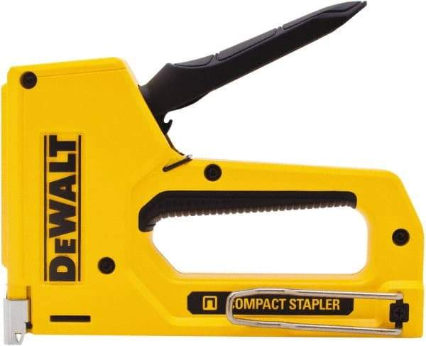 DeWALT - Manual Staple Gun - 1/4, 5/16, 3/8, 1/2" Staples, Yellow & Black, Aluminum - Benchmark Tooling