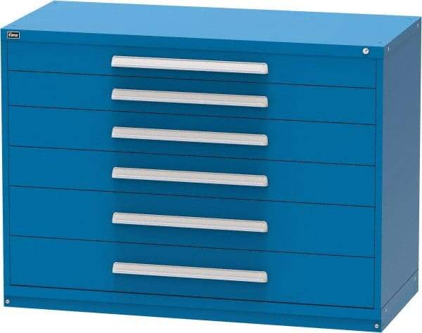 Vidmar - 6 Drawer, Modular Storage Cabinet - Steel, 60" Wide x 27-3/4" Deep x 44" High, Blue - Benchmark Tooling