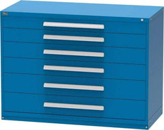 Vidmar - 6 Drawer, Modular Storage Cabinet - Steel, 60" Wide x 27-3/4" Deep x 44" High, Blue - Benchmark Tooling