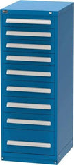 Vidmar - 9 Drawer, Modular Storage Cabinet - Steel, 22-1/2" Wide x 27-3/4" Deep x 59" High, Blue - Benchmark Tooling