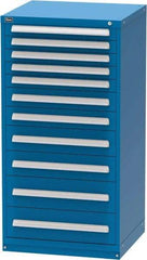 Vidmar - 11 Drawer, Modular Storage Cabinet - Steel, 30" Wide x 27-3/4" Deep x 59" High, Blue - Benchmark Tooling