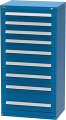Vidmar - 9 Drawer, Modular Storage Cabinet - Steel, 30" Wide x 21-3/8" Deep x 59" High, Blue - Benchmark Tooling