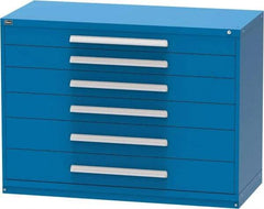 Vidmar - 6 Drawer, Modular Storage Cabinet - Steel, 60" Wide x 27-3/4" Deep x 44" High, Blue - Benchmark Tooling