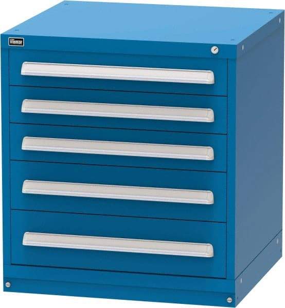 Vidmar - 5 Drawer, Modular Storage Cabinet - Steel, 30" Wide x 27-3/4" Deep x 33" High, Blue - Benchmark Tooling