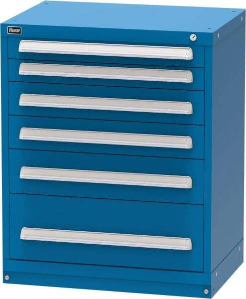 Vidmar - 6 Drawer, Modular Storage Cabinet - Steel, 30" Wide x 21-3/8" Deep x 37" High, Blue - Benchmark Tooling
