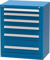 Vidmar - 6 Drawer, Modular Storage Cabinet - Steel, 30" Wide x 21-3/8" Deep x 37" High, Blue - Benchmark Tooling