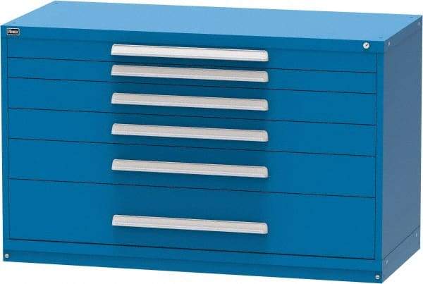 Vidmar - 6 Drawer, Modular Storage Cabinet - Steel, 60" Wide x 27-3/4" Deep x 37" High, Blue - Benchmark Tooling