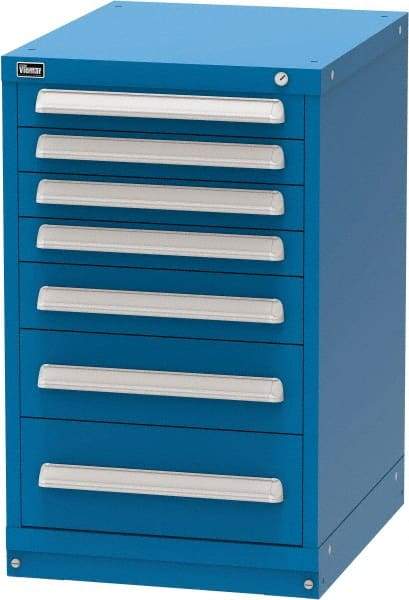 Vidmar - 7 Drawer, Modular Storage Cabinet - Steel, 22-1/2" Wide x 27-3/4" Deep x 37" High, Blue - Benchmark Tooling