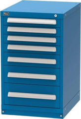 Vidmar - 7 Drawer, Modular Storage Cabinet - Steel, 22-1/2" Wide x 27-3/4" Deep x 37" High, Blue - Benchmark Tooling
