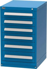 Vidmar - 6 Drawer, Modular Storage Cabinet - Steel, 22-1/2" Wide x 27-3/4" Deep x 37" High, Blue - Benchmark Tooling