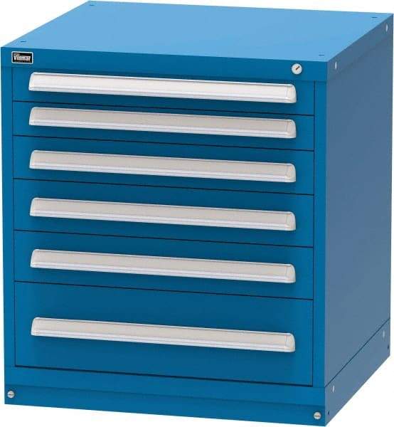 Vidmar - 6 Drawer, Modular Storage Cabinet - Steel, 30" Wide x 27-3/4" Deep x 33" High, Blue - Benchmark Tooling