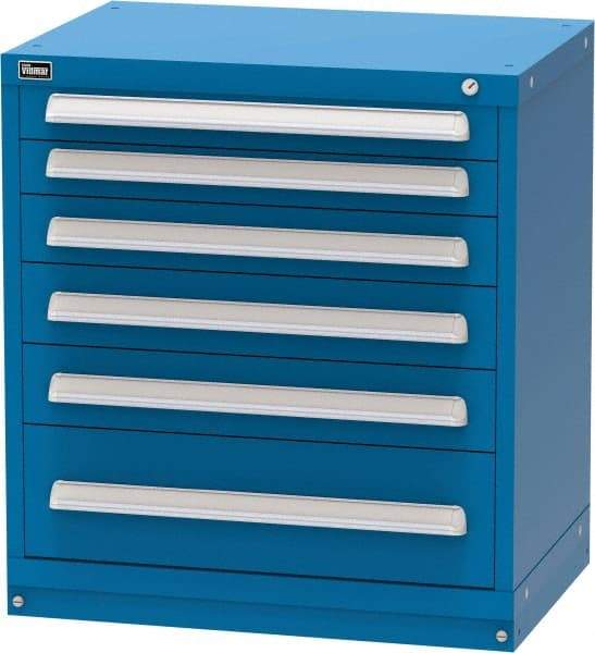 Vidmar - 6 Drawer, Modular Storage Cabinet - Steel, 30" Wide x 21-3/8" Deep x 33" High, Blue - Benchmark Tooling