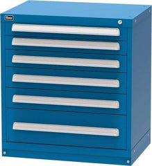 Vidmar - 6 Drawer, Modular Storage Cabinet - Steel, 30" Wide x 21-3/8" Deep x 33" High, Blue - Benchmark Tooling