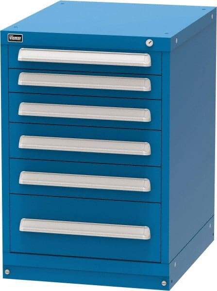 Vidmar - 6 Drawer, Modular Storage Cabinet - Steel, 22-1/2" Wide x 27-3/4" Deep x 33" High, Blue - Benchmark Tooling