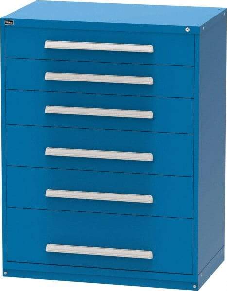Vidmar - 6 Drawer, Modular Storage Cabinet - Steel, 60" Wide x 27-3/4" Deep x 59" High, Blue - Benchmark Tooling